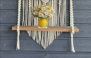 Macrame Wall Hanging Shelf Macrame Woven Macrame Tapestries MADE IN INDIA 61 cm X 41 cm OFF WHITE-thumb2