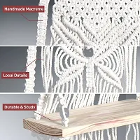 Macrame Wall Hanging Decor Shelf Wall Decor MADE IN INDIA. 35 inch X 12 inch White-thumb1