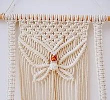 Handmade Woven Cotton Rope Bohemian Home Wall Decor Wooden Wall Shelf Number of Shelves  1 White-thumb2