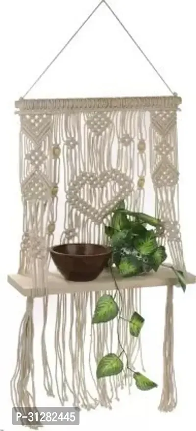 Macrame Wall Hanging Shelfideal decorplants storage bookshelfMADE IN INDIA. OFF WHITE