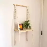 HOME DECOR Macrame Hanging Shelf  Macrame Wall Shelf OFF WHITE-thumb2