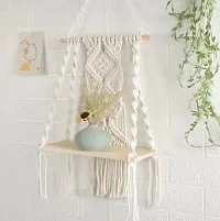 macrame wall hanging shelf 21 inch X 10 inch White-thumb2