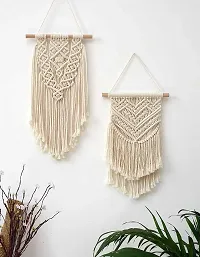 2Piece Macrame Wall Hanging Decor House Living Room White-thumb2