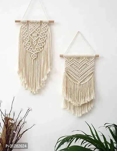 2Piece Macrame Wall Hanging Decor House Living Room White-thumb3