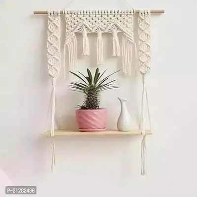 Handmade Floating MACRAME Hanging Shelf Display Plant Holder Natural Beige