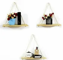 Macrame Wall Hanging Shelf Wood Floating Shelves with Wooden Dowel Living White-thumb1