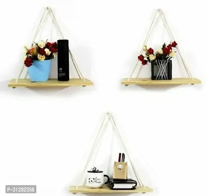 Macrame Wall Hanging Shelf Wood Floating Shelves with Wooden Dowel Living White-thumb2