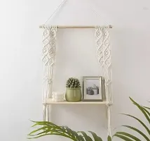 Macrame wall hanging shelf 24 inch X 4.5 inch White-thumb2