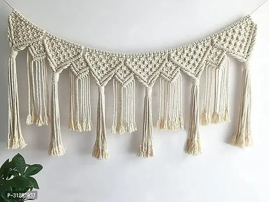 Macrame Wall Hanging Home Decor Woven Tapestry .MADE IN INDIA 15 inch X 30 inch OFF WHITE-thumb0