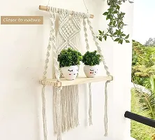 Macrame Wooden Wall Hanging.MADE IN INDIA 25 inch X 12 inch OFF WHITE-thumb1