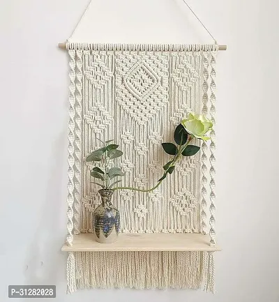 Macrame Wall Hanging shelf with Rope Off White-thumb0