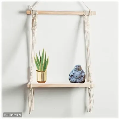 Handcrafted Macrame Wall Hanging Shelf Modern Chic Hand Woven Art Decor White-thumb0