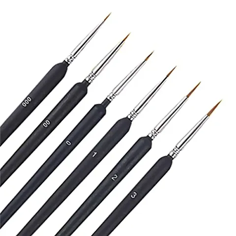 6pcs Black Color Paint Brushes Miniature fine tip Paint Brushes