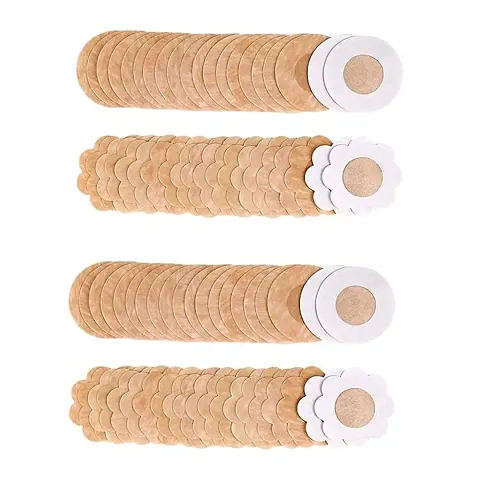 ALL DAY PROVISION 40pcs Flower and Round Share Nipple Cover for Women  Girls for Breast Cover Nipple Covers Everything You Need to Know Disposable Nipple Covers for Women Brown