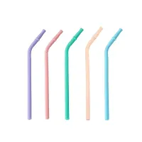 ALL DAY PROVISION 5pcs Multicolor Straw Material Silicone to Easy Way to Clean Silicone Straw with Bag and Cleaning Tool The Ultimate Guide to Reusable Bendy Silicone Straws for Kids-thumb1