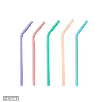 ALL DAY PROVISION 5pcs Multicolor Straw Material Silicone to Easy Way to Clean Silicone Straw with Bag and Cleaning Tool The Ultimate Guide to Reusable Bendy Silicone Straws for Kids-thumb2