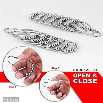 ALL DAY PROVISION 12pcs Steel Shower Ring for Curtain Hooks uses for Bathroom and Office uses Best Rust-Proof Stainless Steel Shower Curtain Hooks for Your Bathroom-thumb5