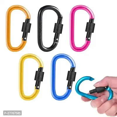 ALL DAY PROVISION  5pcs Multicolor Ring Clip hool Key Ring and Climbing Tool Aluminium Carabiner Ring Clip Hook Keyring Screw Locking for Your Outdoor Adventures