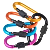 ALL DAY PROVISION  5pcs Multicolor Ring Clip hool Key Ring and Climbing Tool Aluminium Carabiner Ring Clip Hook Keyring Screw Locking for Your Outdoor Adventures-thumb1