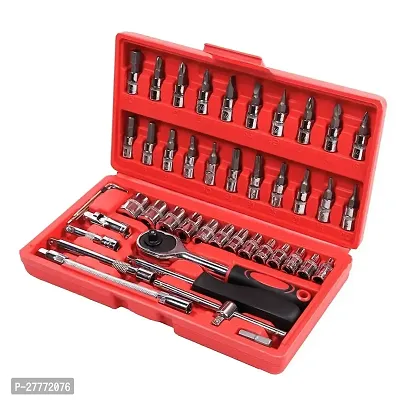 46pcs set repairing tool kit with storage bag Best Socket Wrench Set for Auto Repairs Drive Mechanic Tools Kit for DIY Bicycle Repairs-thumb0