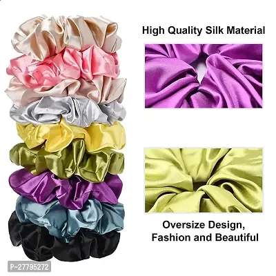 ALL DAY PROVISION 5pcs multicolor hair ties for women and girls Luxury Satin Scrunchies A Must-Have for Anti-Hair-Breakage (Random Color)-thumb3