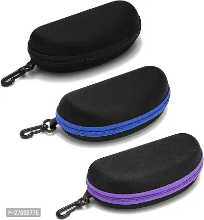 Set of 3 Portable Travel Zipper Eyeglasses Cases with Hooks Compact Design Secure Closure and Convenient Eyewear Storage-thumb0