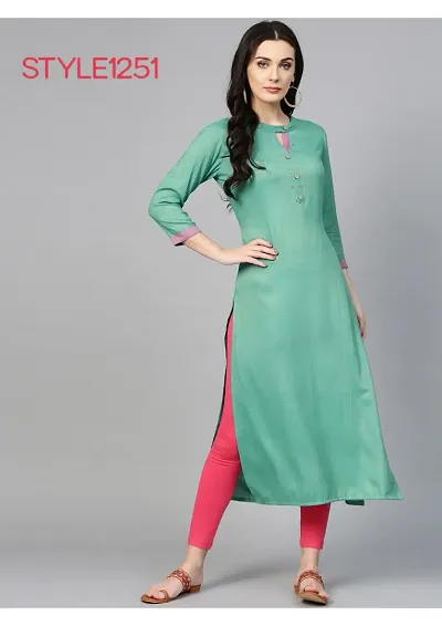 Stylish Rayon Self Pattern Straight Kurti