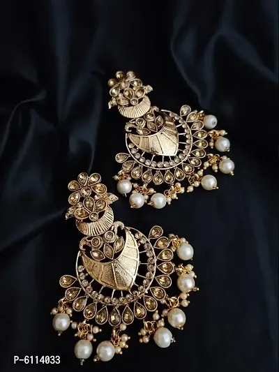 polki earring set / chandelier earring /gold jhumka earrings / Indian Jewelry/ big gold jhumka /party earrings/indian jewelery-thumb0