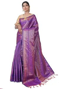 Stylish Women Banarasi Silk Zari Woven Design Sarees With Blouse-thumb1