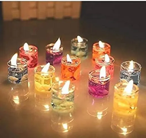 Aaina Creations Mini Gel Wax Party Tealight Candles for Season Like Birthday, Ganesh Chaturthi, Navaratri, Diwali, 24 Pieces