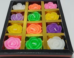 UDHWANI unified collection festival diwali / deepawali decorative rose flower candles, decorative rose flower candles, smokeless candles pack of 12-thumb1