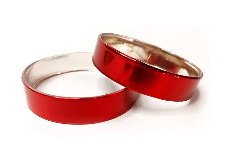 Ravika's creation glass mirror bangle size 2.6 (Red)