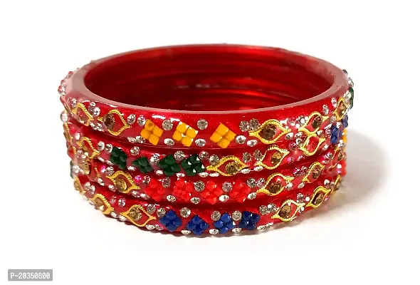 Ravika Creation Glass Bangle Pack Of 4 (2.2) (2.2)