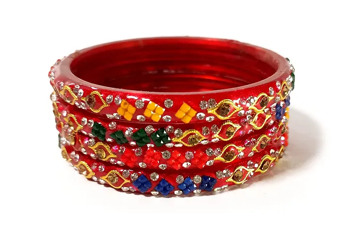 Ravika Creation Glass Bangle Pack Of 4 (2.2) (2.2)