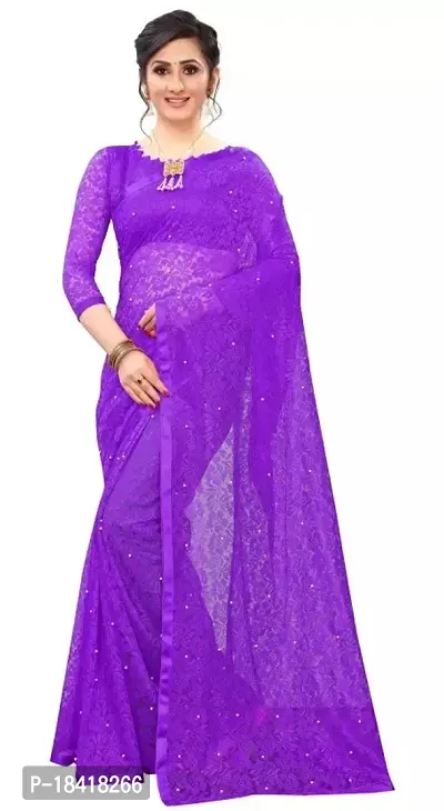 Stylish Net Saree With Blouse Piece For Women