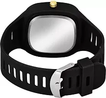 Fashionable Square Black Dial Designer Stylish Rubber Belt Strap Analog Watch for Mens  Boys.-thumb2