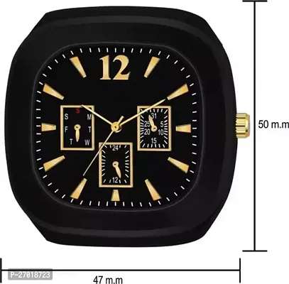 Fashionable Square Black Dial Designer Stylish Rubber Belt Strap Analog Watch for Mens  Boys.-thumb4