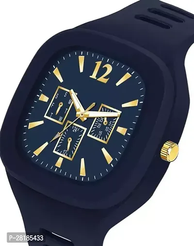 Square Pattern Dial Navy Blue Color Miller Watch- For Men-thumb2