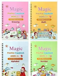 Magic book , Homeschool Supplies, Preschool workbook, Numbers  English  Drawing  Mathematics Auto Fade Pen  4 Books - 10 Riffile 1 Grip 1 pen Stationery-thumb1