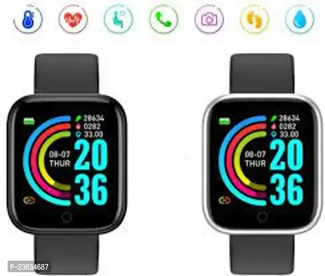 D20 Smart Watch - Water Proof Bluetooth Activity Tracker Wrist control, Spo2 Sensor, Heart Rate, BP, Sleep Monitor, Whatsapp, Custom unlimited wallpapers, One Touch button access Fitness Watch for Boy-thumb2