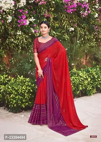 Fancy Georgette Saree with Blouse Piece For Women-thumb0