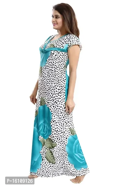 Be You Women's Satin Floral Maxi Maternity/Nursing/Feeding Nighty (BUF-GOWN-1581_Turquoise-Floral_Free Size)-thumb5