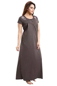 Be You Women's Cotton Striped Maxi Maternity/Nursing/Feeding Nighty (BUF-GOWN-1492_Chocolate Brown_Free Size)-thumb3