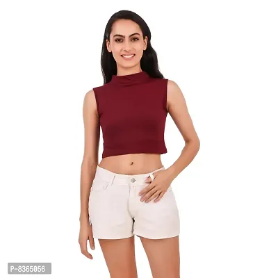 Lovira Cotton Women High Neck Crop Top-thumb1