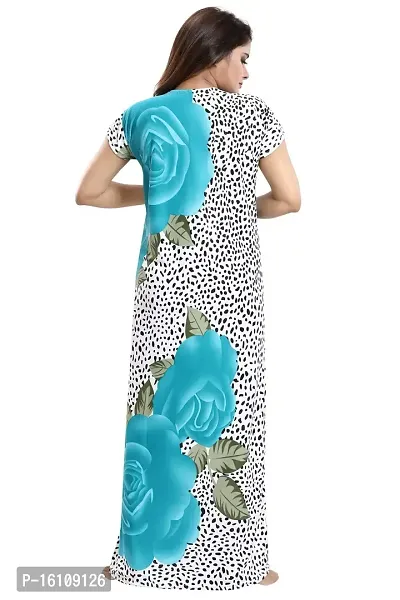 Be You Women's Satin Floral Maxi Maternity/Nursing/Feeding Nighty (BUF-GOWN-1581_Turquoise-Floral_Free Size)-thumb2