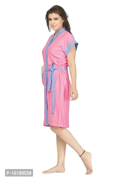 Be You Pink-Purple Terry Cotton Two-Tone Women Bath Robe-thumb2