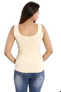 Be You Women Lycra Cotton Beige Solid Tank Top - Size: M (Bust 30-32 Inches)-thumb3