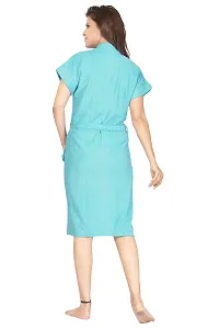 Be You Terry Cotton Solid Women Bath Robe - Blue - Free Size-thumb1