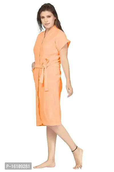 Be You Terry Cotton Plain Women Bath Robe Peach-thumb3