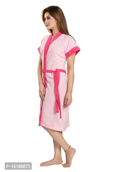 Be You Fashion Women Terry Cotton Pink Two-Tone Bath Robe-thumb3